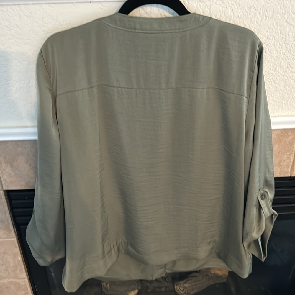 Chicos Five Button, Green Lightweight Jacket - image 2